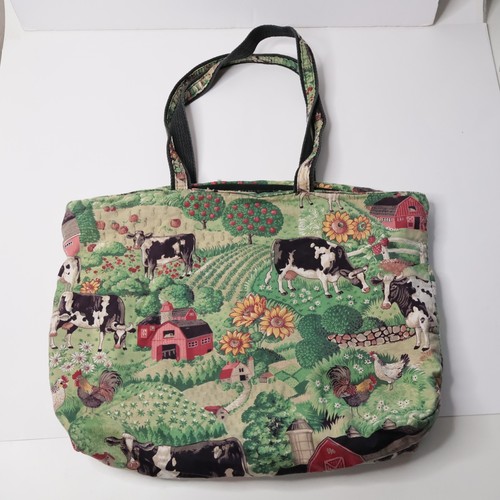 Vintage farmhouse tote bag cow - farmhouse,
