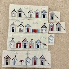 5 Remnant strips of Beach Hut Fabric 40-47cm x 6.5cm