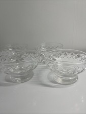 Vintage Stuart Crystal Dessert Dishes x 4 Criss-Cross design VGC