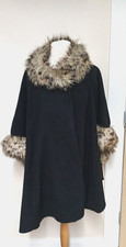 Marks & Spencer Black Cape Fur Trim  One Size Ladies Womens
