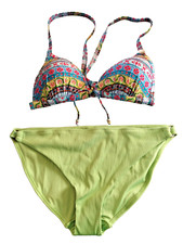 Boux Avenue/F&F UK 36C/18 Multi Boost Padded Patterned Top Halterneck Bikini Set