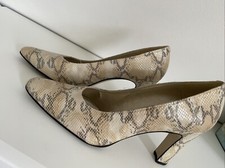 Vintage Beige Snakeskin Penino Court Shoes Block Heels EUR 37.5  UK 4.5
