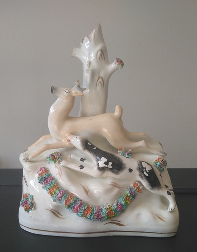 Antique staffordshire hound - antique,
