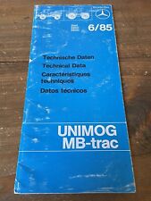 MERCEDES UNIMOG MB-TRAC - Technical Data Leaflet