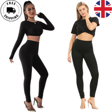 LADIES WOMENS VISCOSE LYCRA PLAIN STRETCHY SOFT LEGGINGS WITH ELASTICATED WAIST