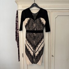 Amy Childs Knee-length 3/4 Sleeve Pale Pink Black Lace Detail Dress Uk10. 