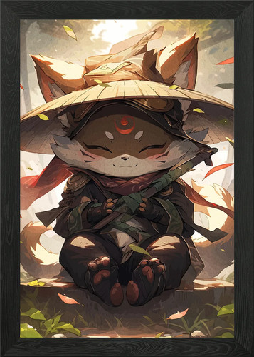 Fox samurai forest framed - forest,