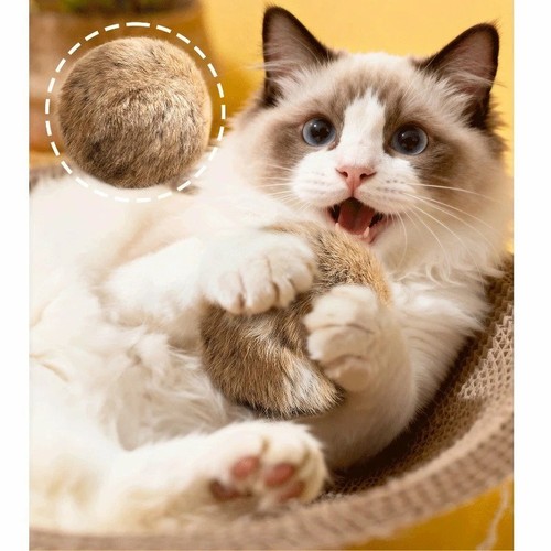 Rabbit fur ball cat toy - toy, soft