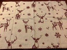 (4) NEW~Placemats~Holiday/Winter/Fall~Deer/Snow~Cotton/Linen~Burgandy/Linen~NICE