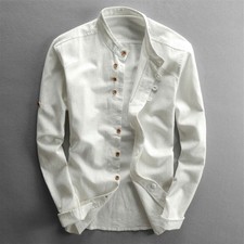 Men Cotton Linen Shirt Formal