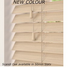 Grained Oak Look Venetian Blinds Natural White Grey | 50mm | Made to Measure