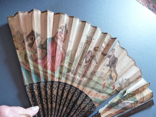 Georgian printed fan - , good