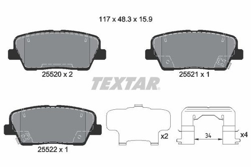 Textar 2552003 rear brake - textar,
