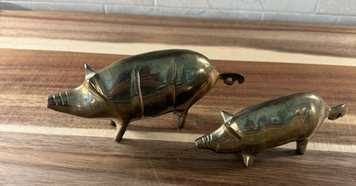 Vintage brass pig - brass,