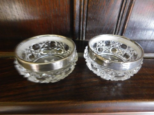 Pair antique silver rim cut - pair,