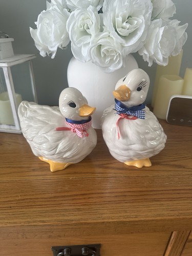 Pair ceramic ducks - ceramic,