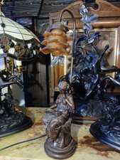 Antique Style Table Lamp with Female Figure - 1970s   Widdup & Bingham 