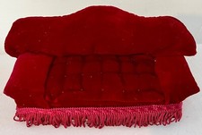Vintage Dolls House Red Velvet Sofa / Settee 1.12 Scale
