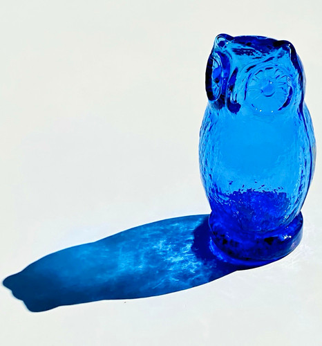 Pilgrim cobalt blue glass - glass, owl