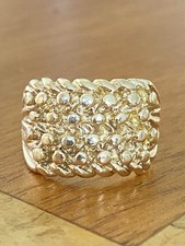 Gents 9ct Gold Four Row Keeper / Shot Curb  Ring ~ Size S.5 ~ 7g ~ Fabulous!