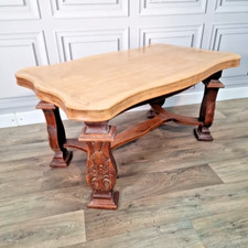 Antique Vintage Wooden Carved Decorative Shaped Refectory Side Coffee Table