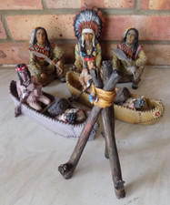 Native American Red Indian Tribe Figurines Statues Home Decor