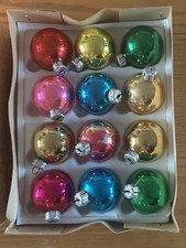 Vintage 12 Round Glass Christmas Baubles 1970s