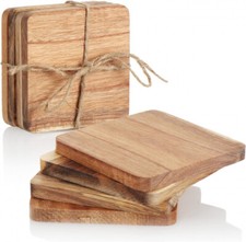 Set of 4 Acacia Wood Square