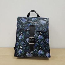 Dr Martens Mini Mystic Blue Black Floral Leather Backpack Bag Size 11" Gift Idea