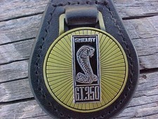 SHELBY COBRA GT350 ANTIQUE GOLD LEATHER KEY FOB NOS CUSTOM-MADE HIGH-QUALITY