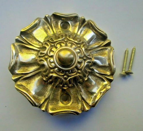 90mm polished brass floral - 90mm,