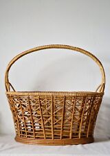 Stunning Vintage Albini Style Italian Mid-century Wicker Peacock Large Basket