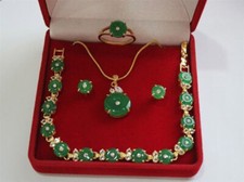 18k Yellow Gold GP Green Jade