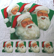 Pimpernel Table Mates JOLLY SANTA Christmas Placemats & Coasters Set VGC