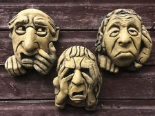Oxford Grotesques set 3 gothic gargoyle wall plaques ugly face home or garden