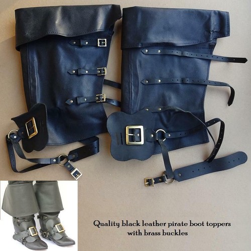 Set black leather pirate - black,
