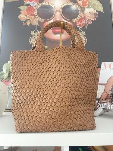 Tan tote weave shouder - tan, bag