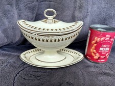 Antique Herculaneum Liverpool Creamware Serving Dish & Underplate