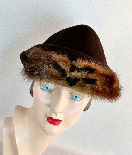 Vintage 1940s brown felt - vintage,