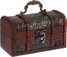 IGNPION Wooden Pirate Treasure Chest Boxes with Flower Motifs, Vintage Style Gi