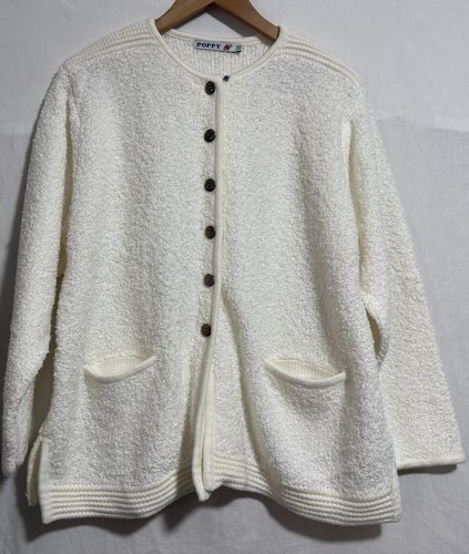 Poppy ivory acrylic - ivory, knitted