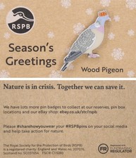 RSPB Pin Badge NIIC Christmas Special Wood Pigeon with cracker hat P03202