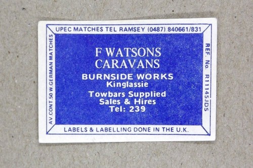 Matchbox label watsons - matchbox,