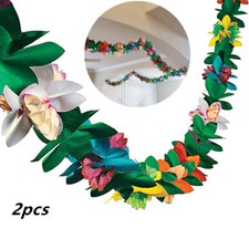 2x3M Hawaiian Tropical Paper Flower Garland Banner Summer Beach Luau Party Decor