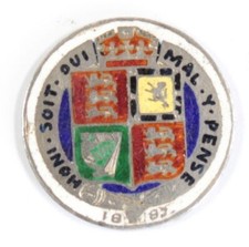 Antique hand painted enamel silver Shilling coin 1887 Queen Victoria