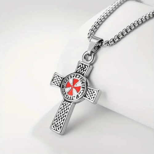 Red cross necklace - red,