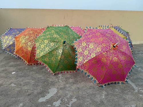Indian vintage silk umbrella - silk,