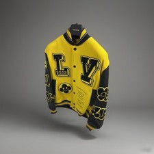 Louis Vuitton x Virgil Abloh - Panter Leather Sleeves Varsity Jacket Size: L