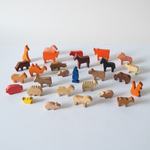 Vintage wooden farmer and farm - vintage,