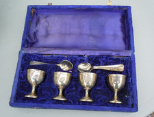 4 Antique silver plated egg